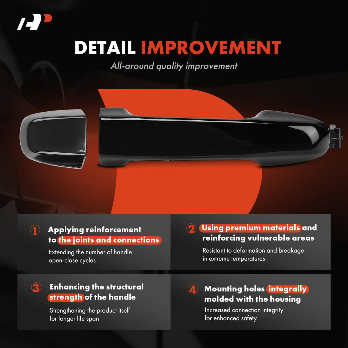 A-Premium rear handle profile showing solid design and durable construction benefit
