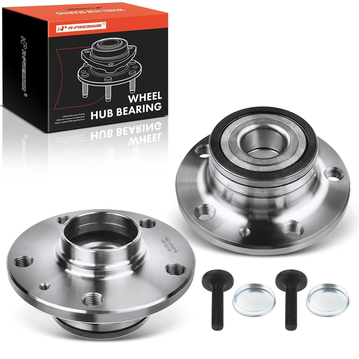 A-Premium rear hub front view showing flange and studs, benefit: clear fit recognition