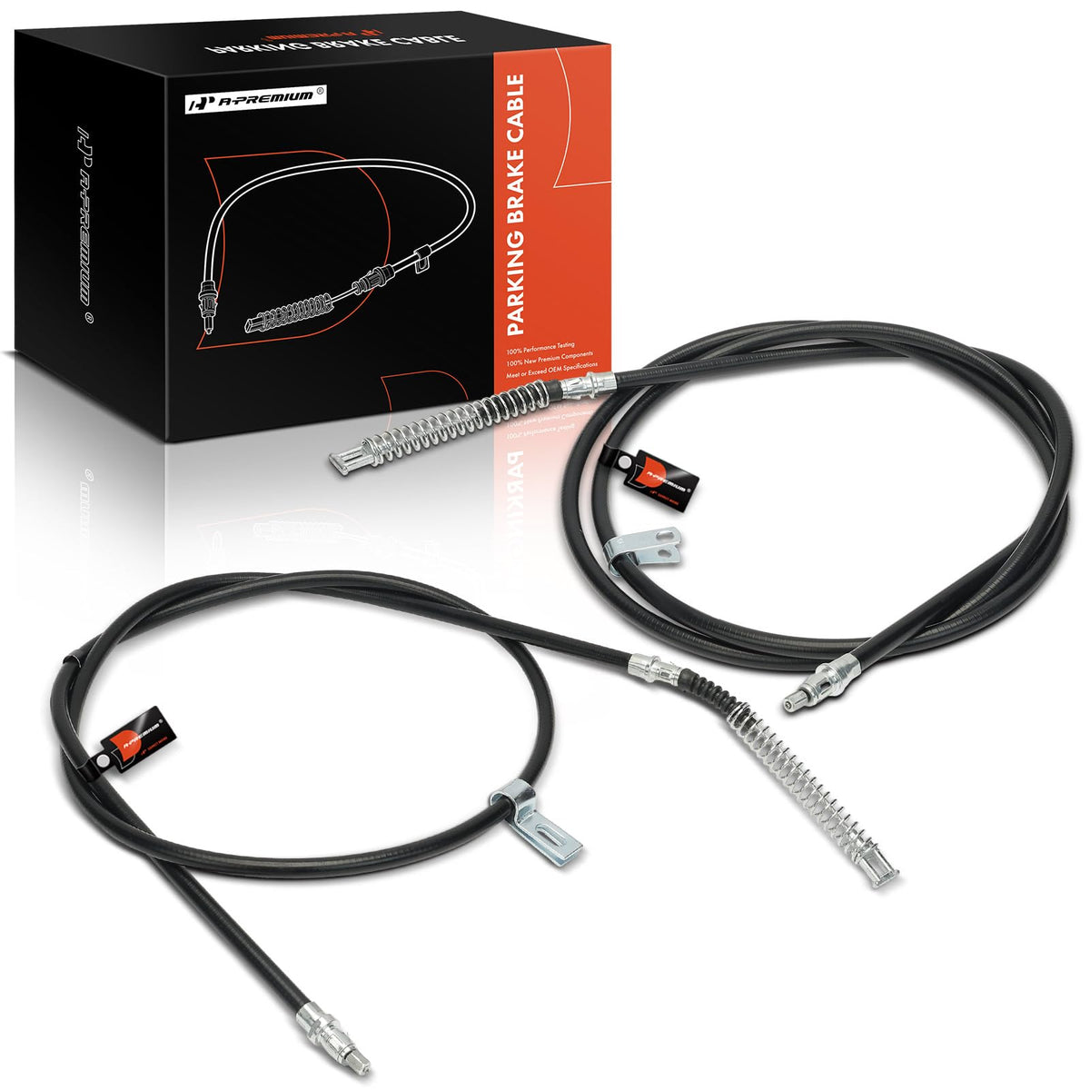 A-Premium rear parking brake cable front view showing new replacement benefit