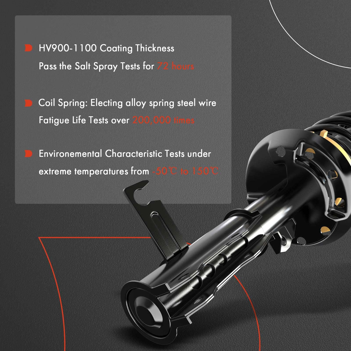 A-Premium rear shock absorber close-up built for consistent damping performance