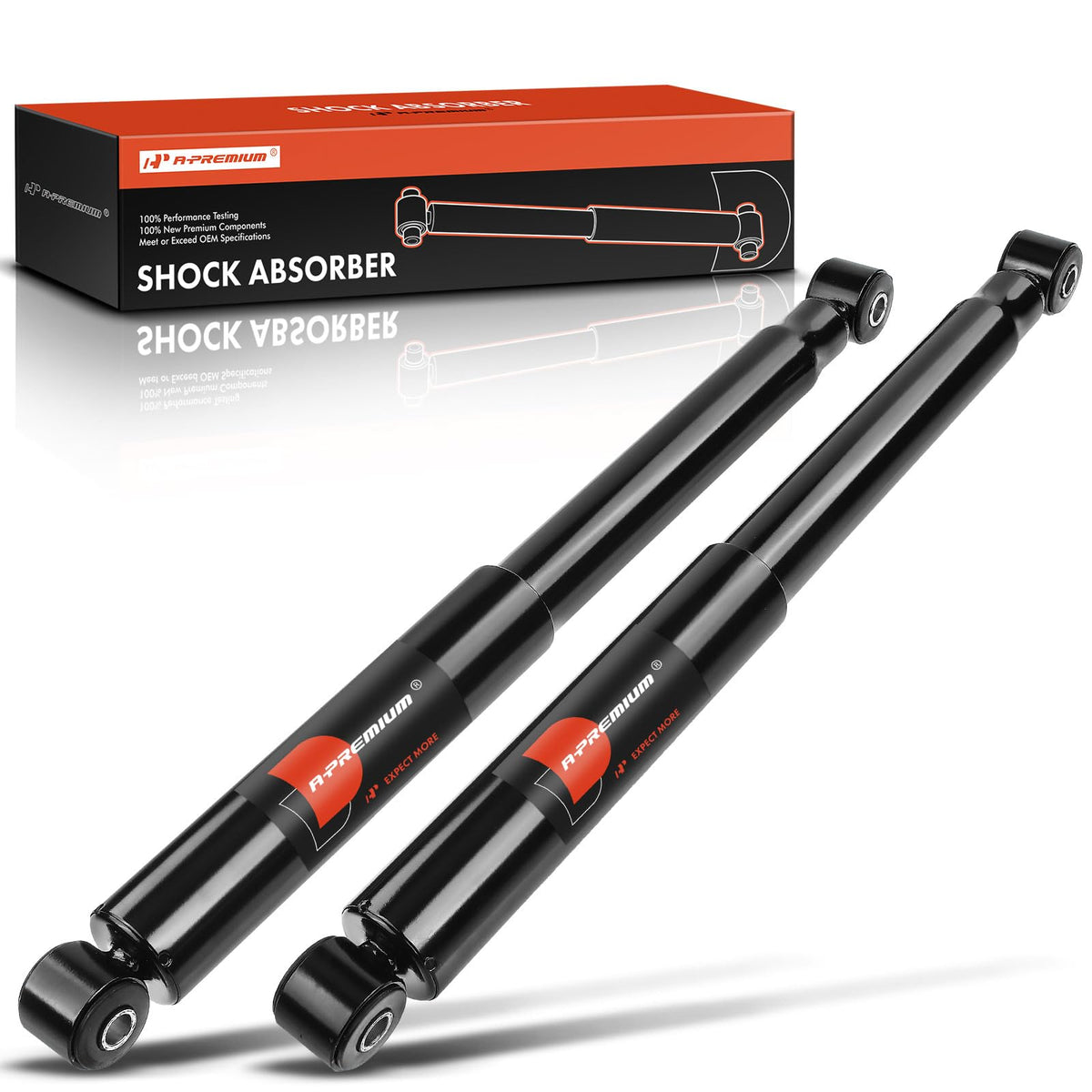 A-Premium front view of rear shock absorbers showing fit and finish benefit