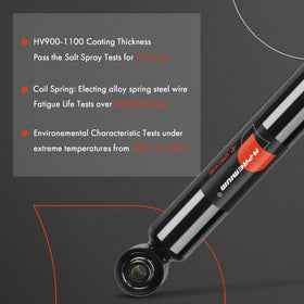 A-Premium rear shock compressed and extended comparison showing stroke and length benefit
