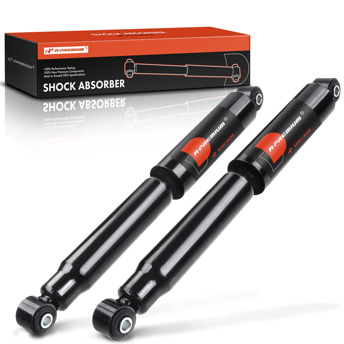 A-Premium rear shock front view showing clean OEM fitment and improved control