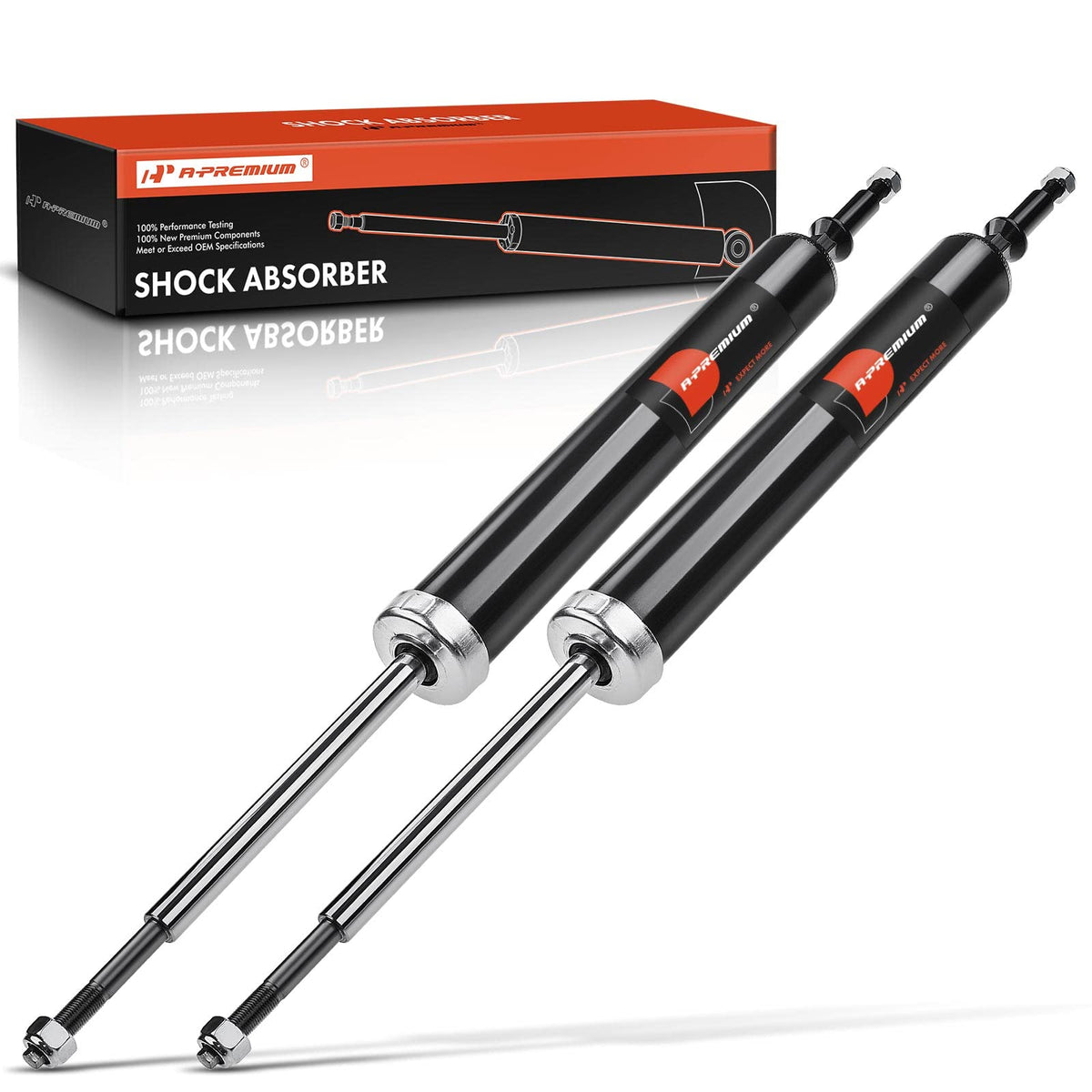 A-Premium rear shock front view showing new pair and improved control