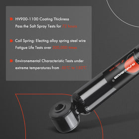 A-Premium rear shock pair next to ruler showing proper scale and match