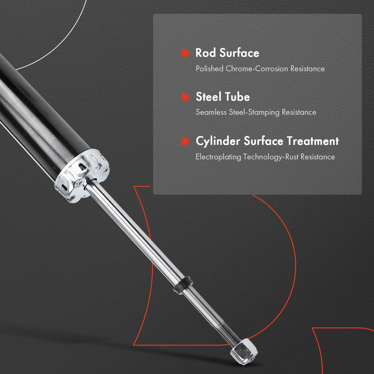 A-Premium rear shock side profile highlighting mounting points and length