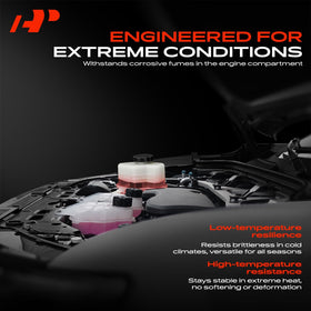 A-Premium reservoir installed in engine bay demonstrating direct-fit convenience