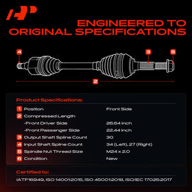 A-Premium right axle compressed length measurement demonstrating passenger-side match
