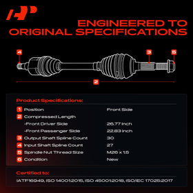 A-Premium right axle shown compressed length to confirm fitment