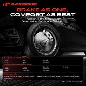 A-Premium rotor close-up drilled and slotted to improve heat dissipation and control fade