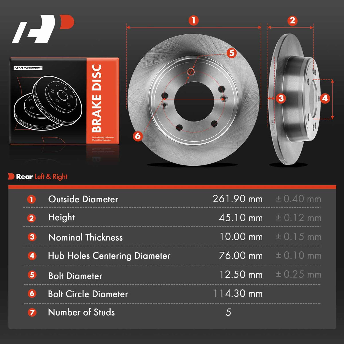 A-Premium rotor installed behind a rear wheel demonstrating proper fitment