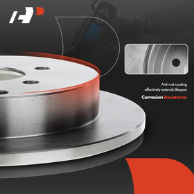 A-Premium rotor beside tape measure showing 10.2 inch diameter for correct size verification