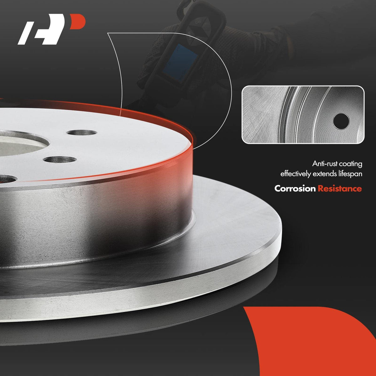 A-Premium rotor beside a ruler showing 10.31 inch diameter measurement