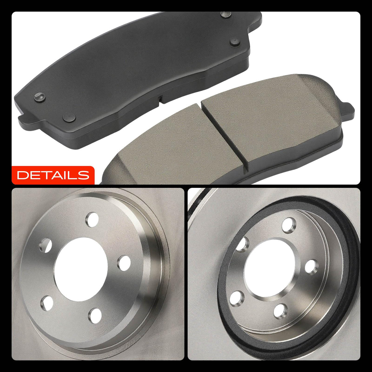 A-Premium rotors and pads mounted on vehicle hub demonstrating direct-fit benefit