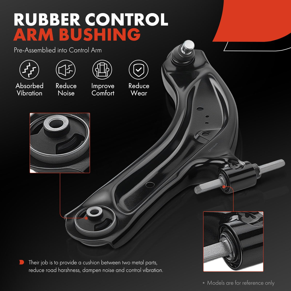 A-Premium rubber bushing close-up displaying vibration isolation and noise reduction feature