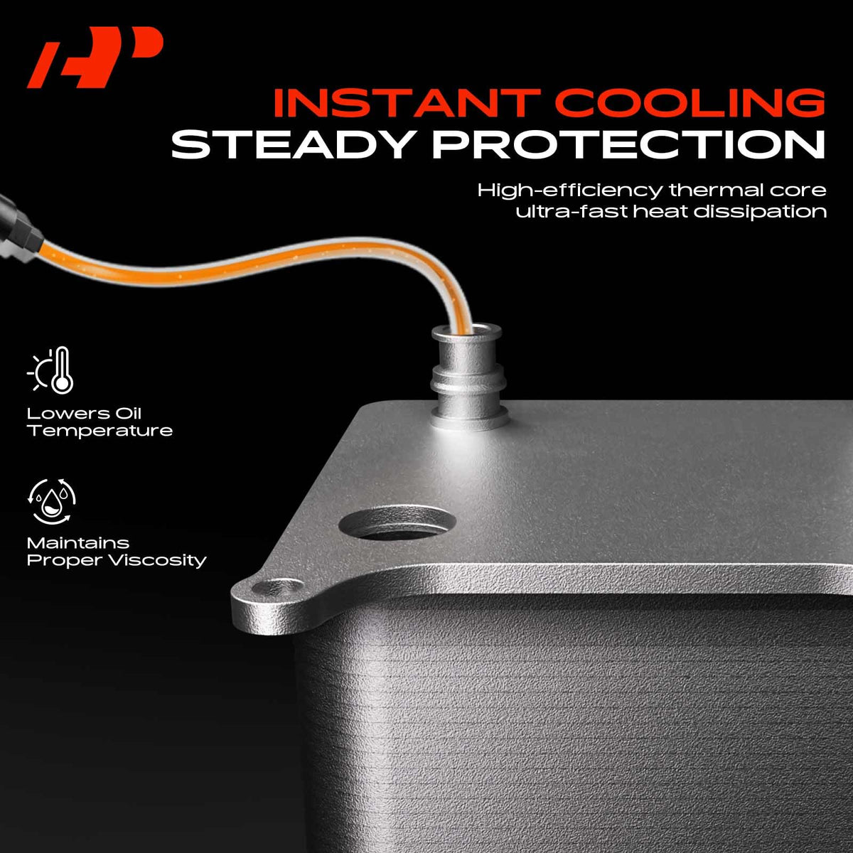 A-Premium oil cooler beside a ruler showing compact size for easy vehicle fitment