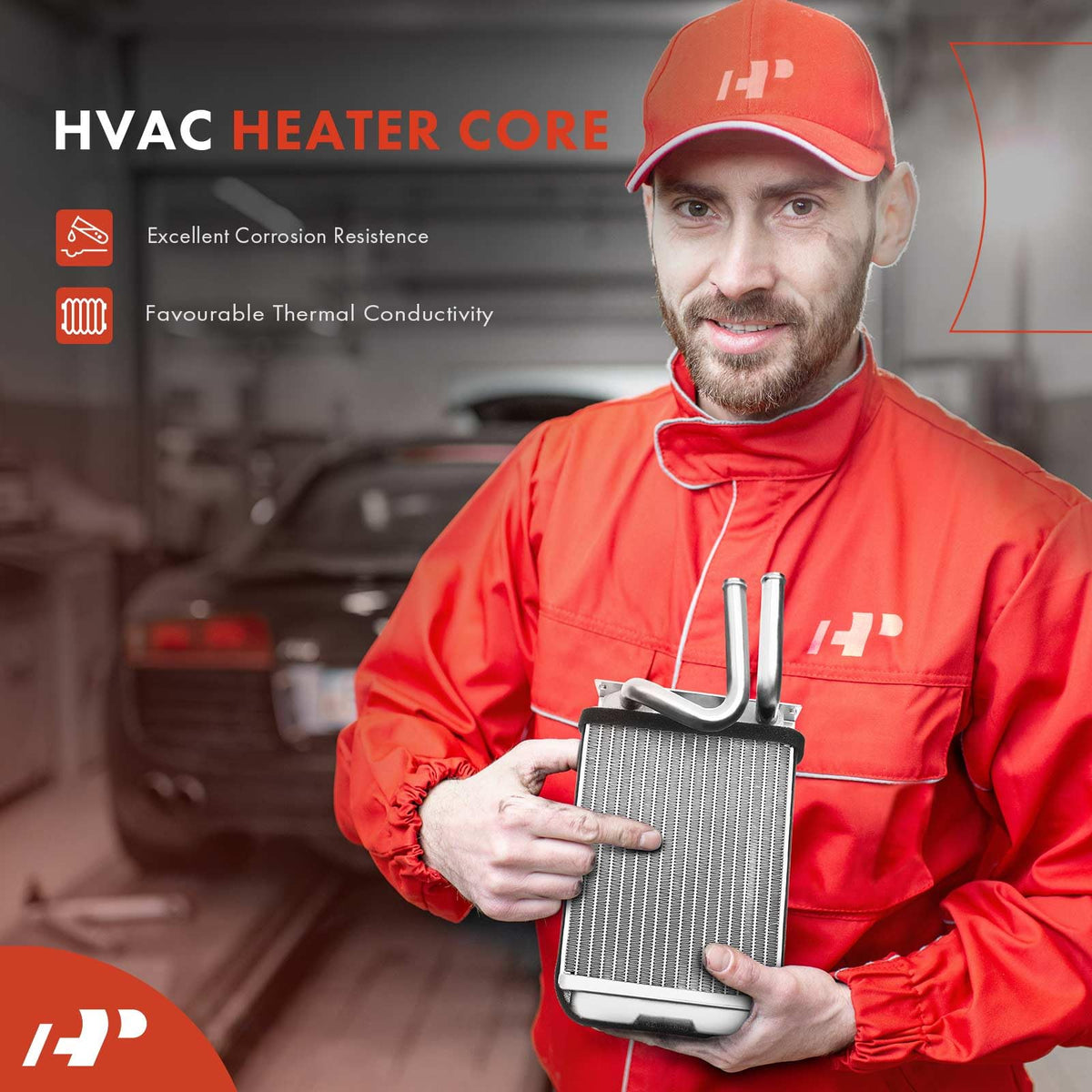 A-Premium heater core beside ruler showing dimensions for correct sizing