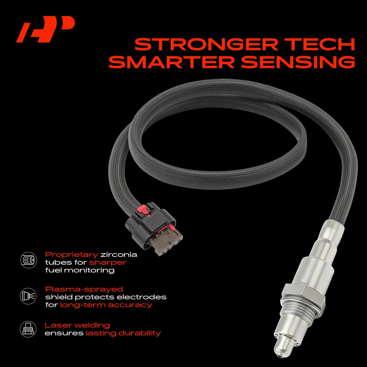 A-Premium sensing element detail showing robust heated tip for faster warm-up