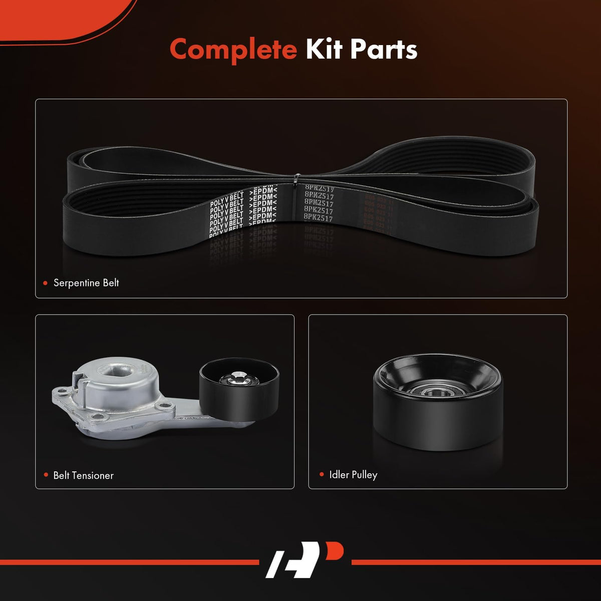 a-premium serpentine belt flat lay illustrating belt profile for accurate replacement