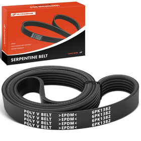 A-Premium serpentine belt front packaging showing product information and fitment benefits