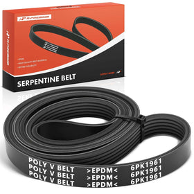 A-Premium serpentine belt front view showing full 6-rib profile and fitment benefit