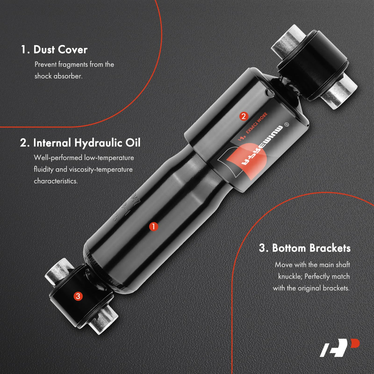 A-Premium shock with ruler, shows 9.25-inch extended and 7.44 compressed dimensions