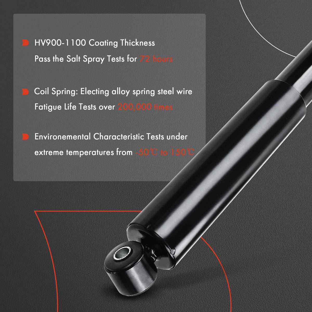 A-Premium shock measured on scale showing extended and compressed lengths