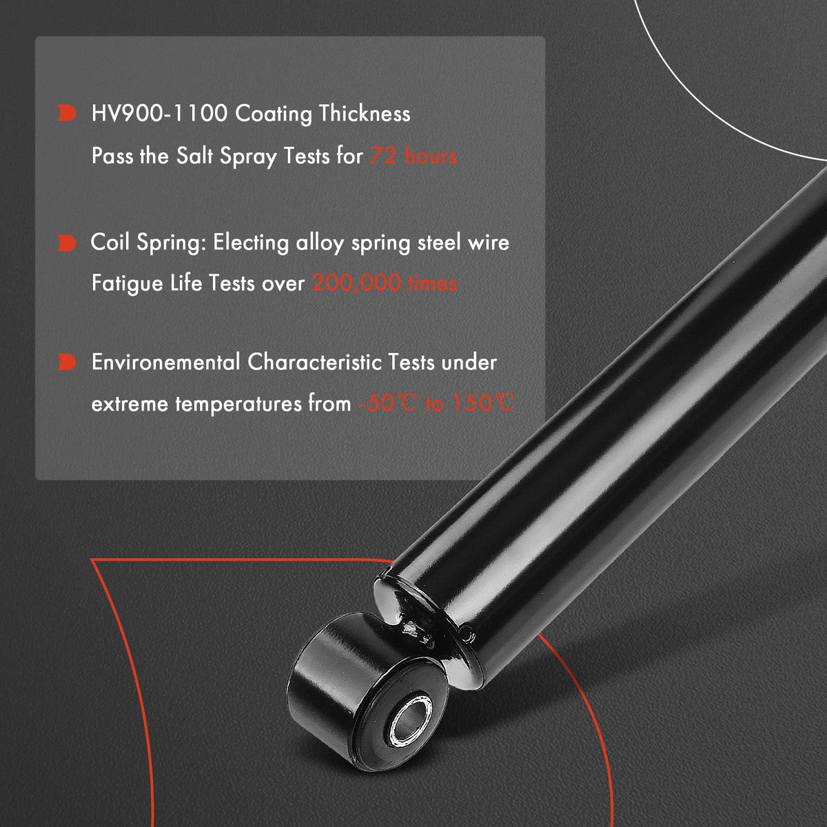 A-Premium shocks installed under a truck restoring rear stability and control