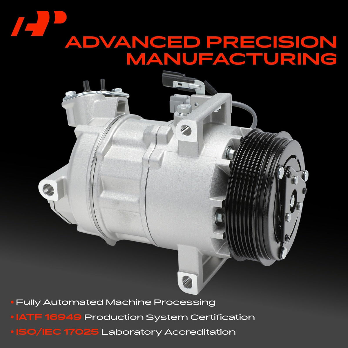A-Premium side profile compressor illustrating compact design and durable housing