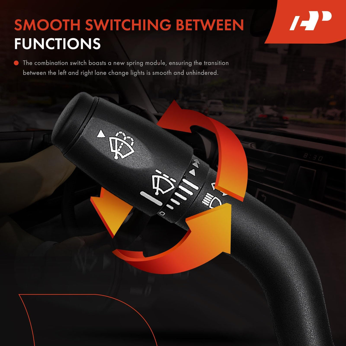 A-Premium side profile of switch mounted near steering column for correct placement