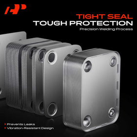 Side profile showing A-Premium connection ports designed for OEM hose alignment