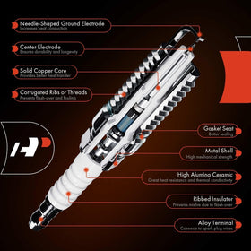 A-Premium six spark plugs arranged to show included quantity and consistency