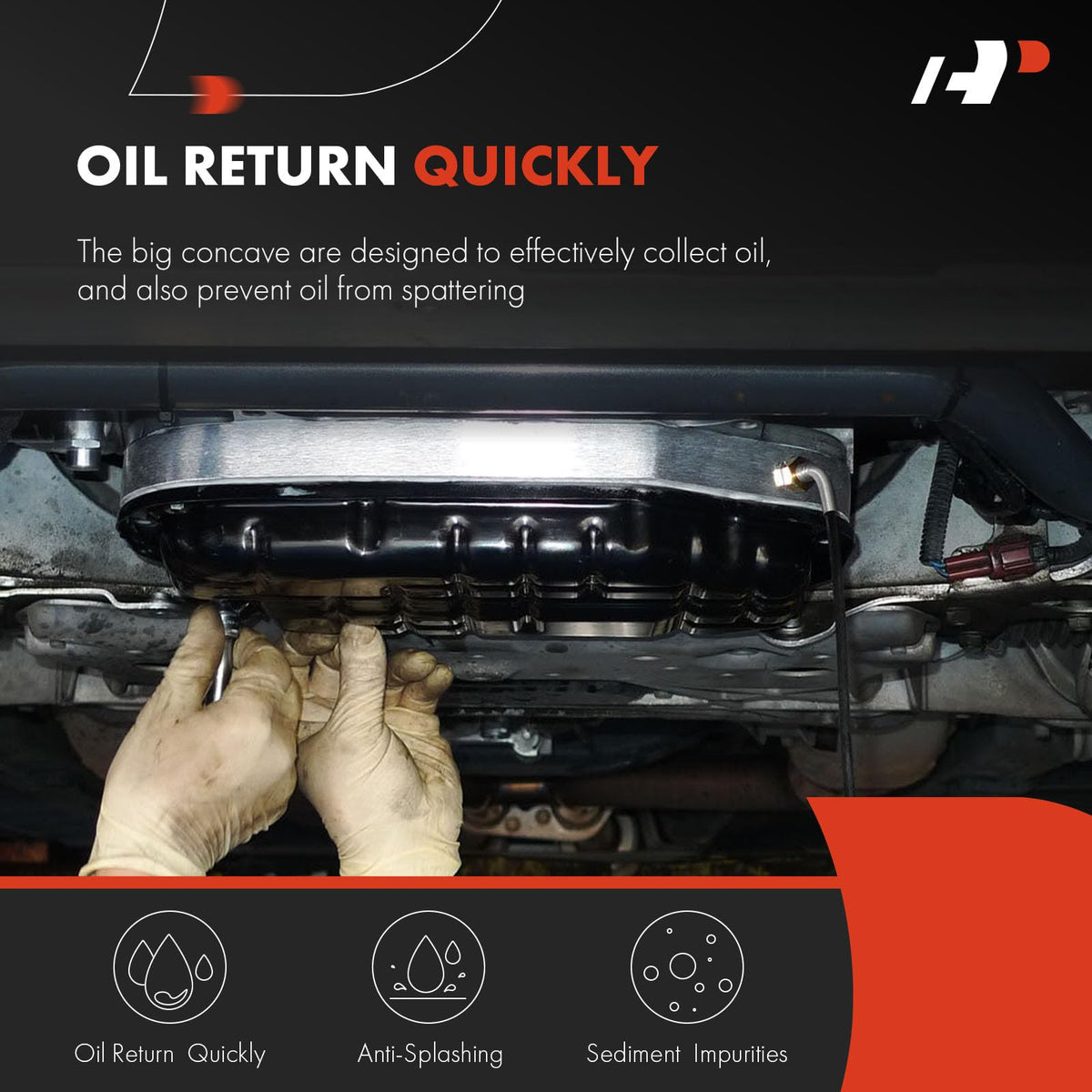 A-Premium oil pan next to ruler showing scale for confident size verification