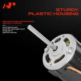 A-Premium blower motor beside ruler illustrating compact size and accurate fitment