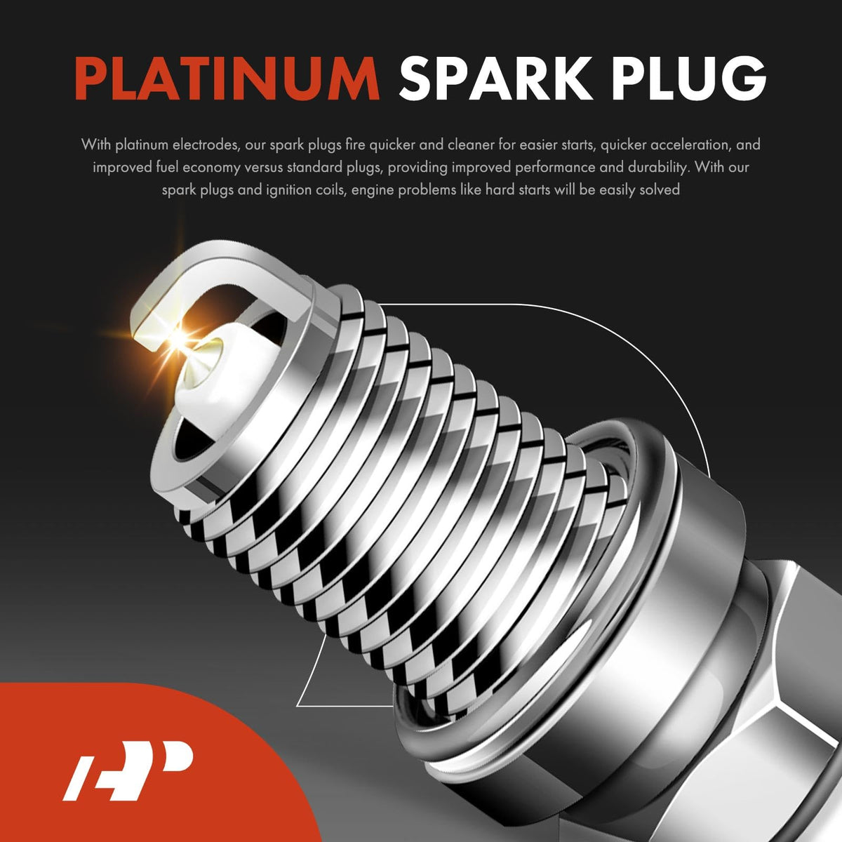 A-Premium iridium spark plug close-up showing electrode tip for longer life and reliable spark