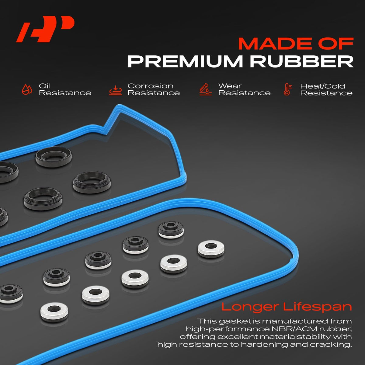 A-Premium spark plug tube seals detail showing tight seal to protect ignition components benefit
