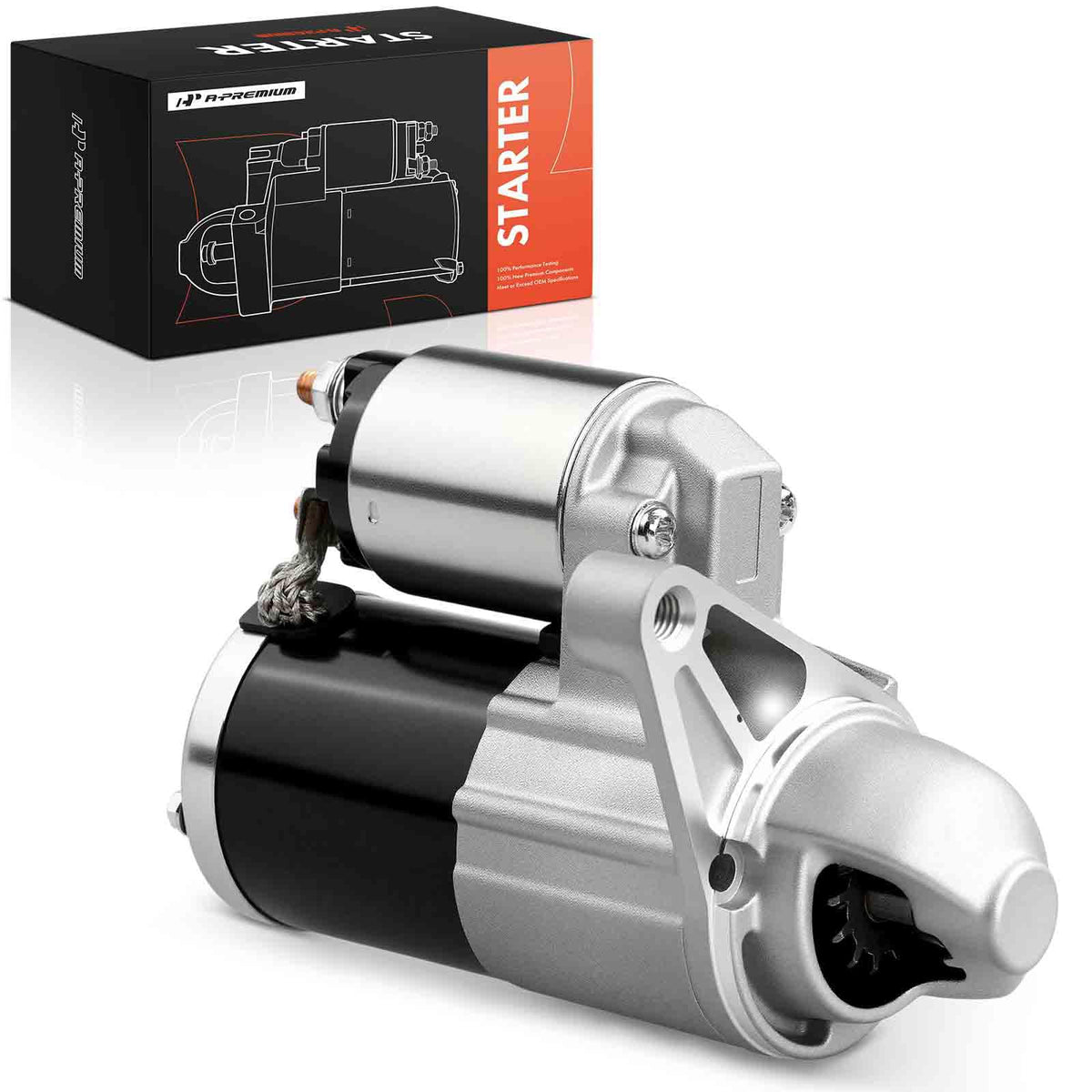 A-Premium starter front view showing gear and housing for reliable fit