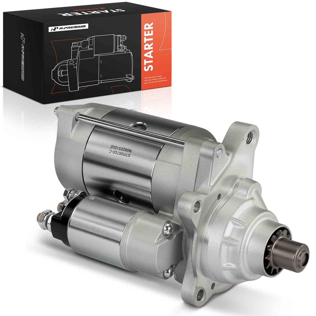 A-Premium starter front view showing compact design and reliable fit