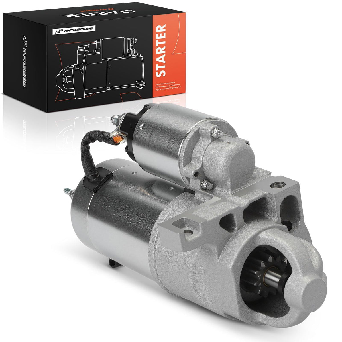 A-Premium starter front view showing bolt pattern and reliable fitment