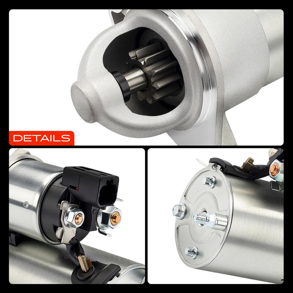 A-Premium starter label and specs image showing voltage, power, and part numbers