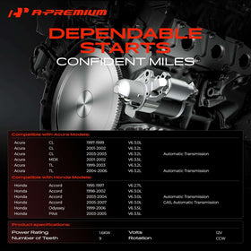 A-Premium starter side label detail with model and spec markings for easy verification