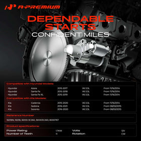 A-Premium starter mounting flange close-up highlighting precise bolt alignment benefit