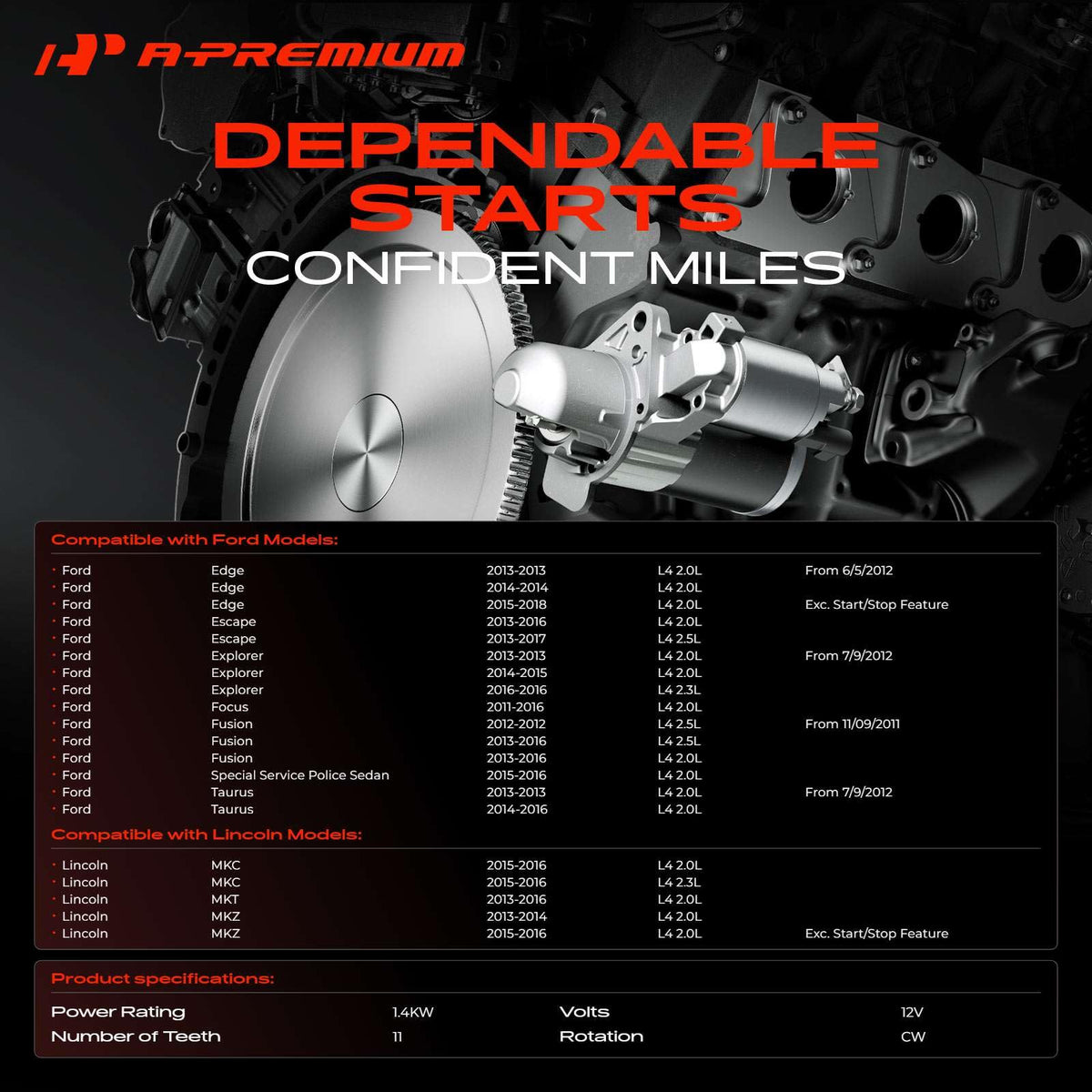 A-Premium starter mounting flange detail for correct bolt alignment