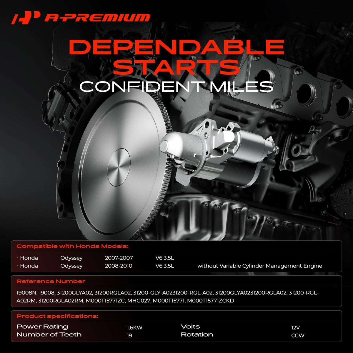 A-Premium starter side profile highlighting compact durable housing