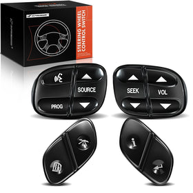 A-Premium front view of four steering wheel control switches showing fit and finish