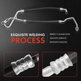A-Premium low-pressure suction line end fitting showing correct routing benefit
