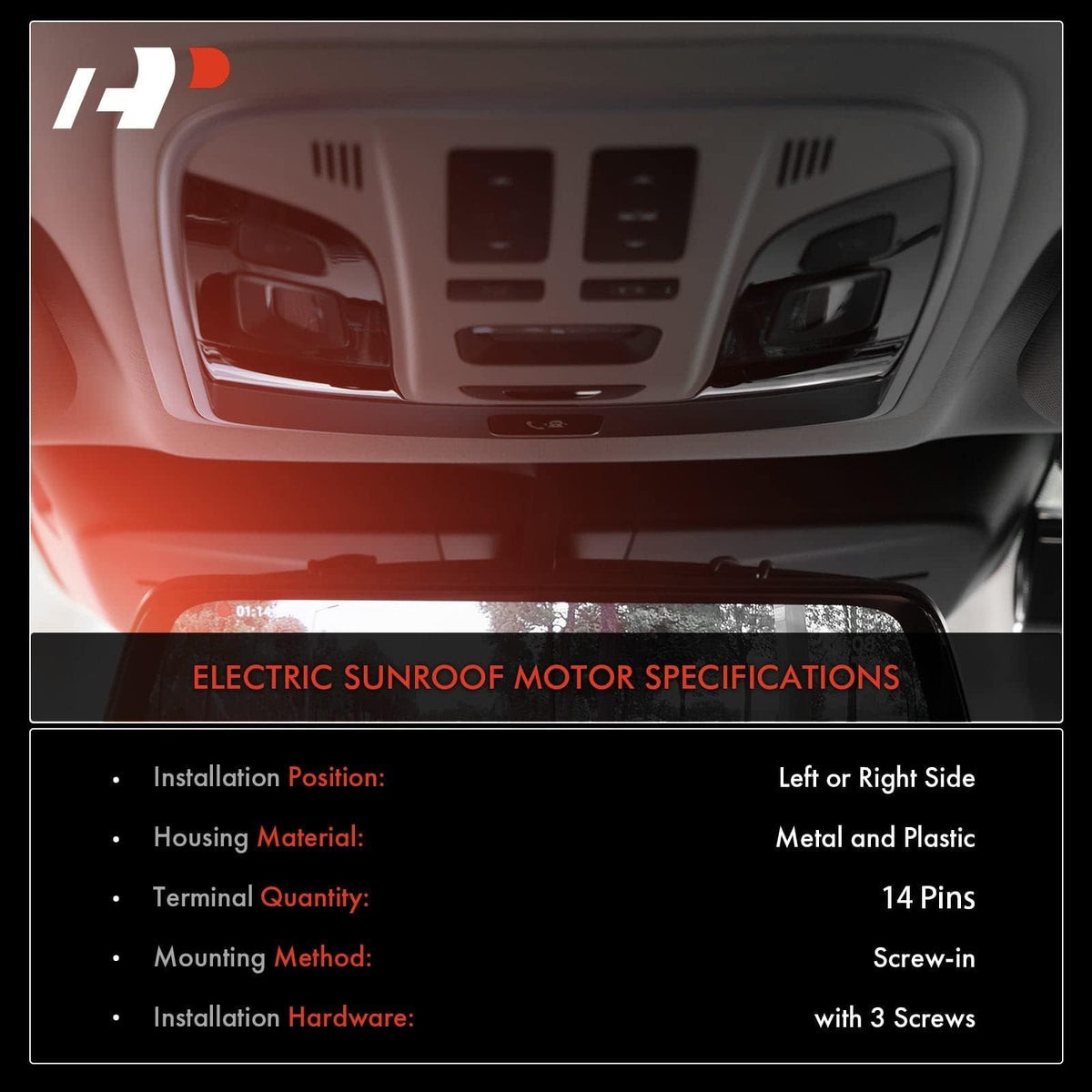 A-Premium sunroof motor connector detail with 14-pin plug for exact fit