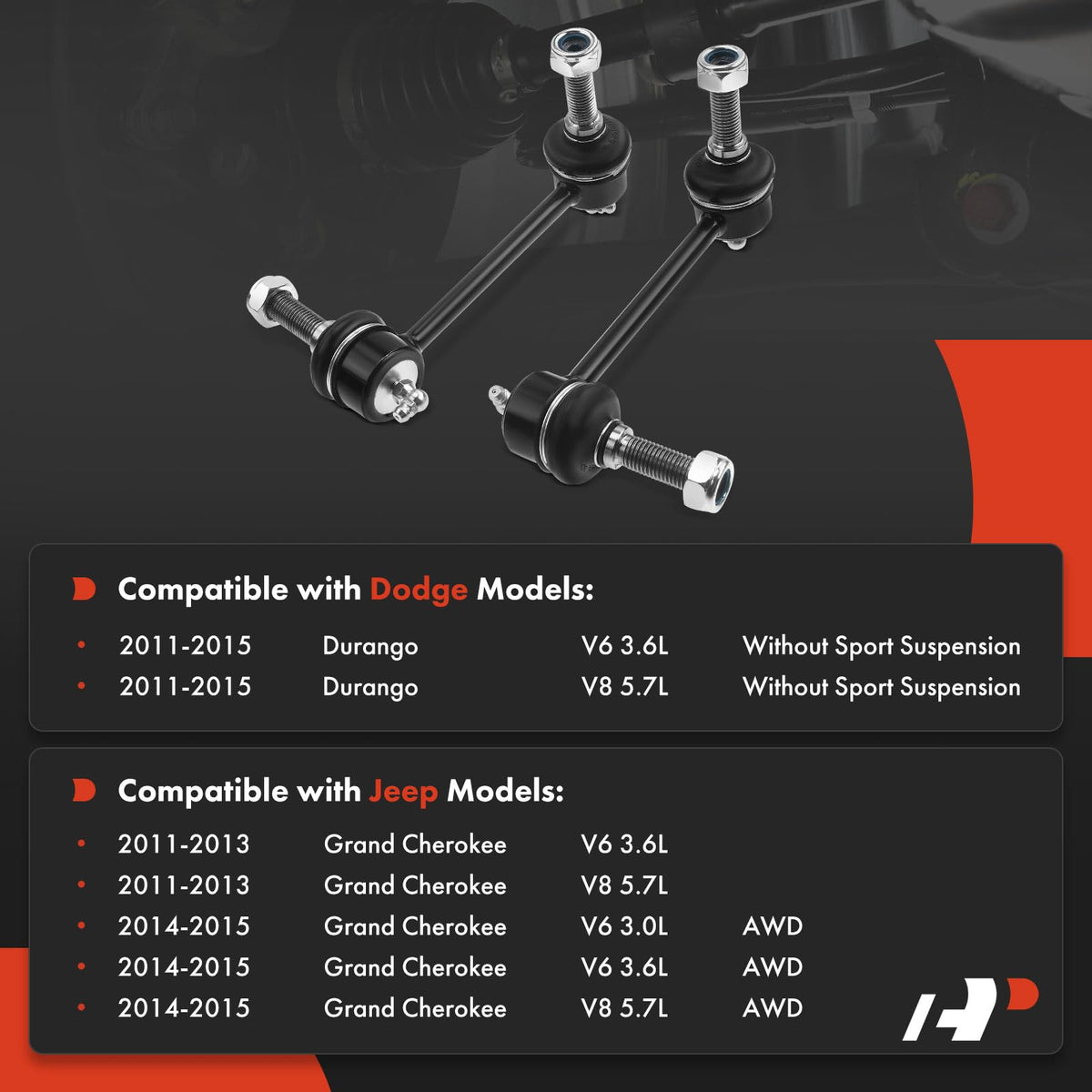 A-Premium front sway bar link full view highlighting robust build for improved handling