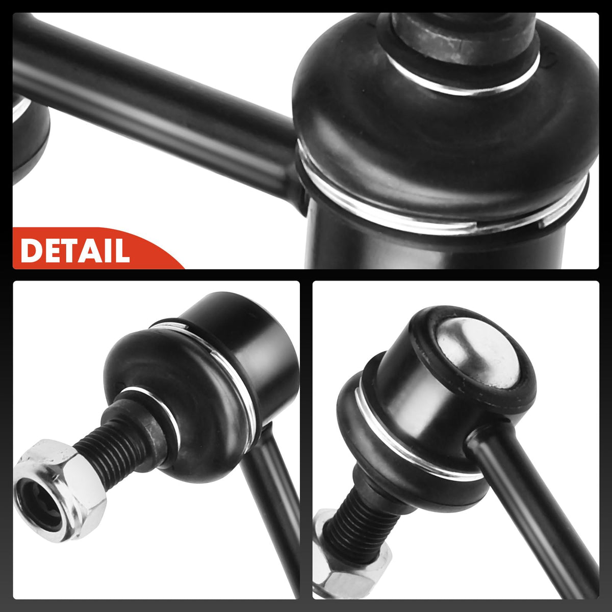 Included hardware laid out for A-Premium stabilizer link showing all parts needed for mounting