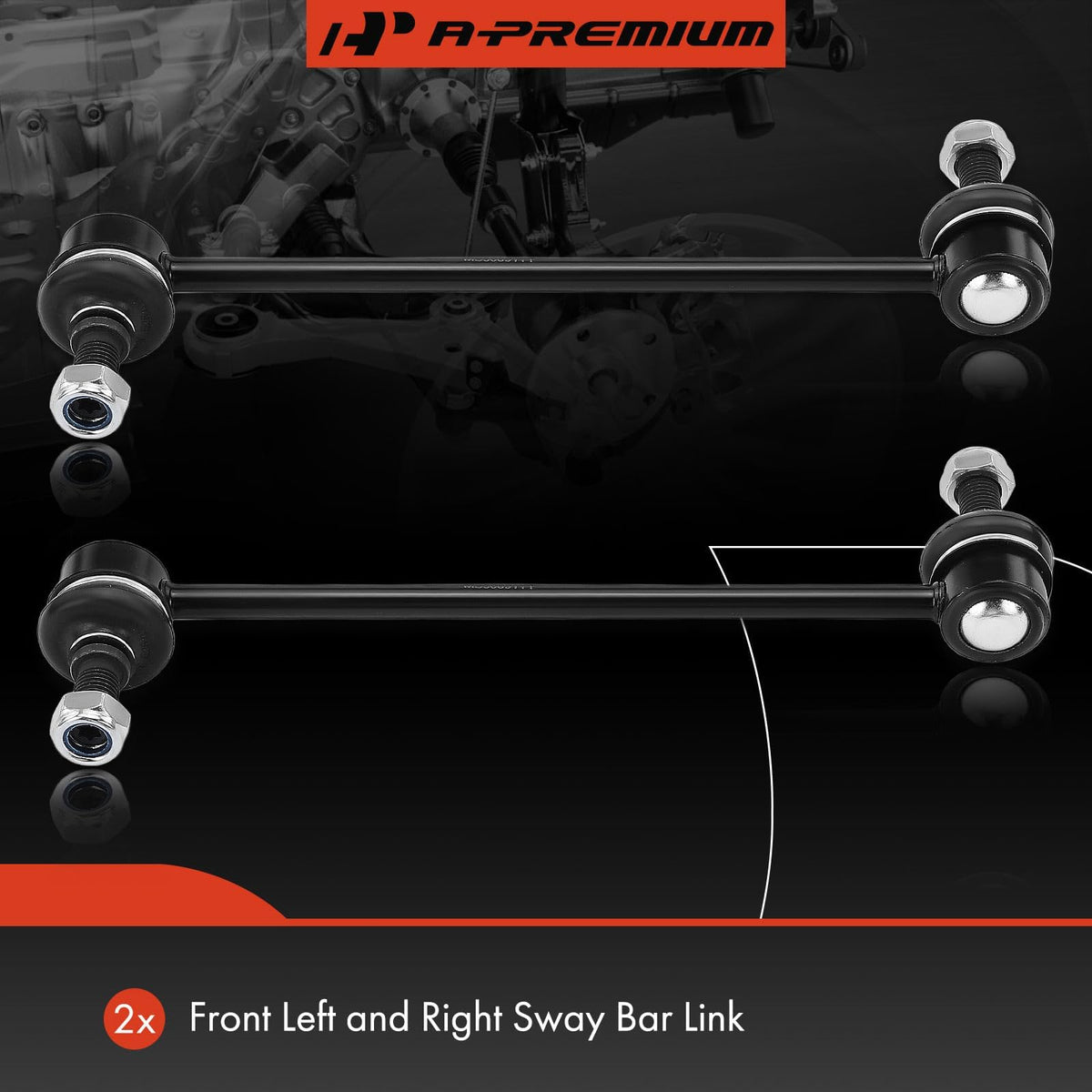 A-Premium side profile of sway bar link highlighting durable steel shaft